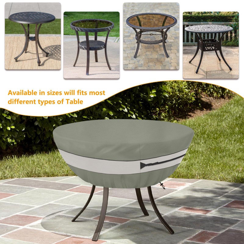 Aacabo Round Patio Table Cover,Suitable for 48 Inch Diameter Patio Round Table,Waterproof Heavy Duty Round Outdoor Coffee Table Cover Grey Green - Image 3
